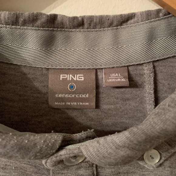 Ping Men’s Polo Shirt Sensor Cool Size Large Gray Short Sleeve Button Down - Picture 2 of 6
